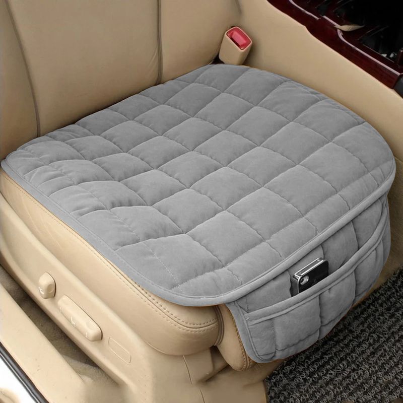 AUTO PLUS Universal Winter Warm Car Cover Short Plush Soft Chair Seat Cushion With Pocket_voghion.com