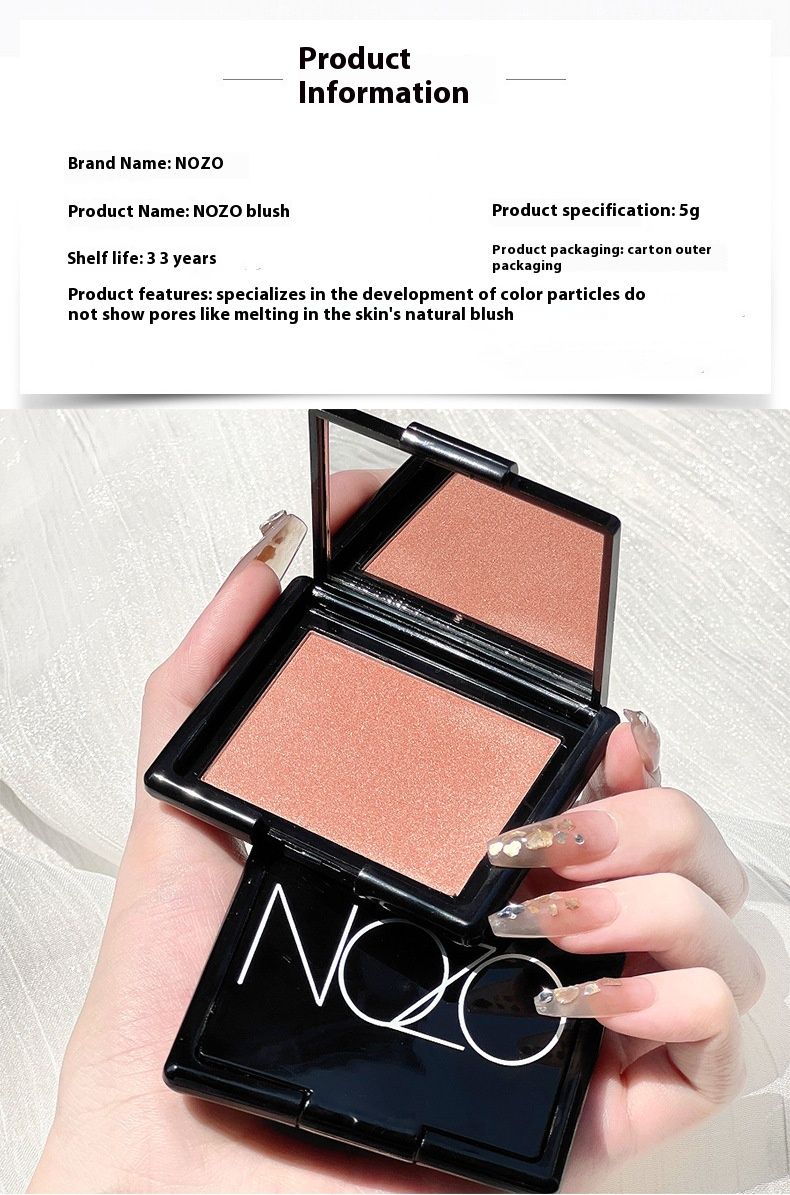 NOZO Puderrougeplatte, Hochglanz-Facelift, matt, natürlich, wasserfest, Concealer, Nude-Make-up, Monochrom-Puderrouge_voghion.com