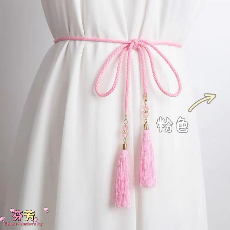 Abito decorativo versatile con corda per papillon estesa, catena per cintura con nappa in stile antico cinese Hanfu in stile coreano_voghion.com
