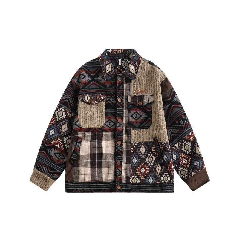 Eon Modish 25 Autumn New American Street Fashion Ethnic Style Patchwork Jacket Coat_voghion.com