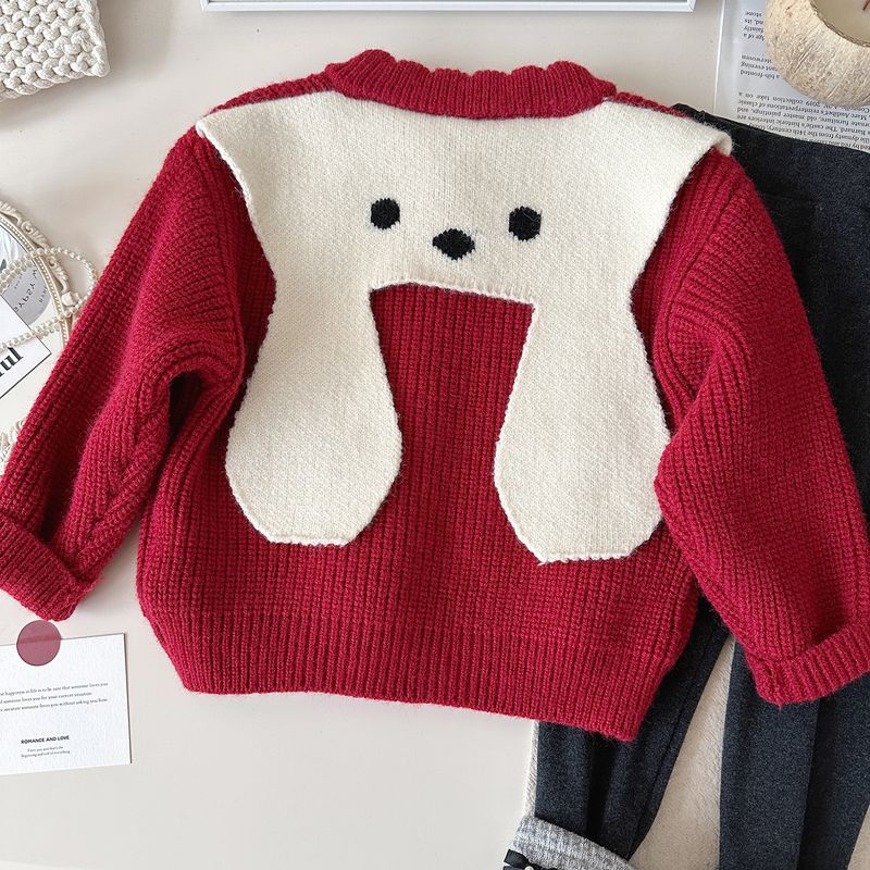 2024 nouvelle version coréenne pull fille tricoté cardigan leggings ensemble deux pièces bébé élégant tenue d'automne 2496_voghion.com