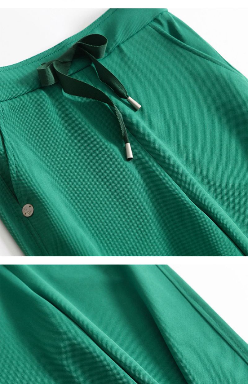 Women's Clothing Plaid Temperament Commuting Beltless High Waist Drawstring Loose Yellow Trousers Wide Leg Pants_voghion.com