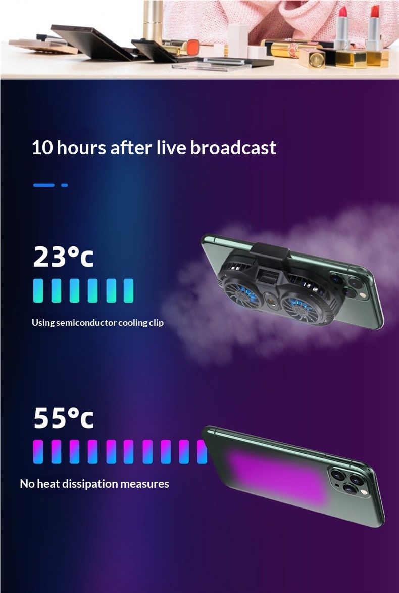 Digitex Phone Cooler Semiconductor Quiet Gaming Water Cooling Back Clip Live Streaming Stand With Fan Charging_voghion.com