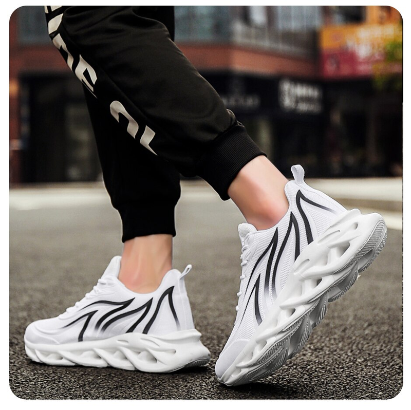 Moda Koşu Ayakkabıları Erkekler Alev Baskılı Sneakers Örgü Atletik Spor Bıçak Yastıklama Koşu Eğitmenler Hafif_voghion.com