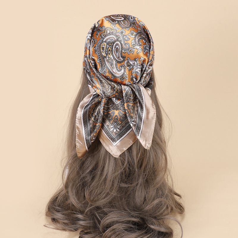 60cm Silk-Like Square Scarf Flight Attendant Style Neck Scarf Elegant Uniform Accessory Handbag Tie_voghion.com