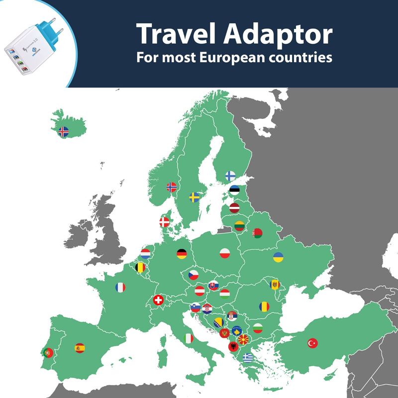 EU 2 Pin USB Plug Adapter 2 Pack Travel Charger Europe Adaptor For Phone Shaver_voghion.com