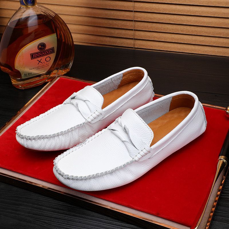 Four Seasons New Layer Lazy Small Feet Men's Casual Soft Top Leather Bean Driving Shoes_voghion.com