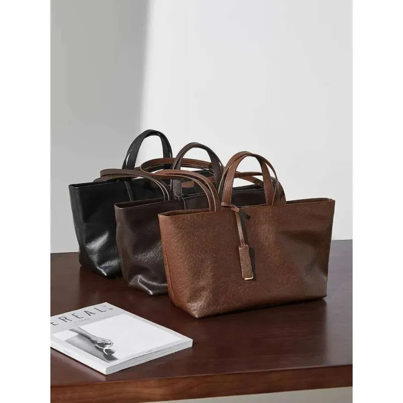 Designer Bags New Women's Armpit One-Shoulder Cowhide Tote Niche Crossbody Retro Soft Leather Large Capacity Bag_voghion.com