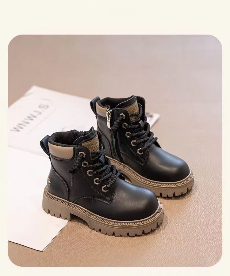 Martin Spring and 2024 New Edition Boys' Short Girls' Big Autumn Leather Boots Children's Shoes_voghion.com