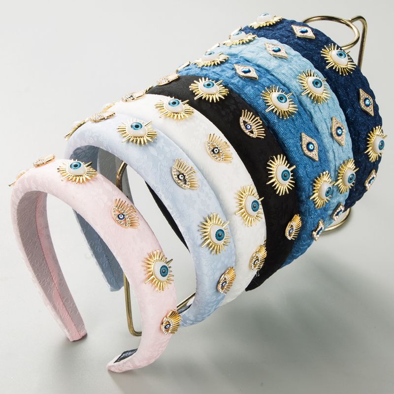 New Trendy Sponge High Skull For Women, Creative Devil's Eye Diamond Studded Party Headband Hair Accessory_voghion.com
