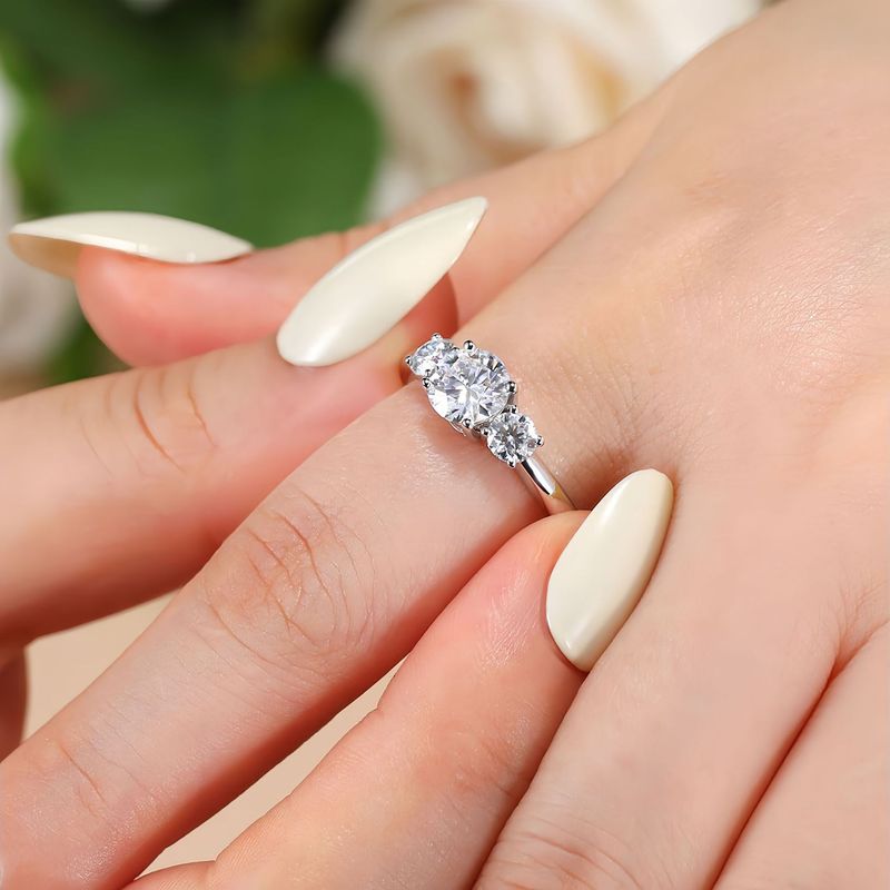 Anello impilabile Lives Three Worlds Diamond da 1 carato per donna, semplice, alla moda, versatile e di alta qualità._voghion.com