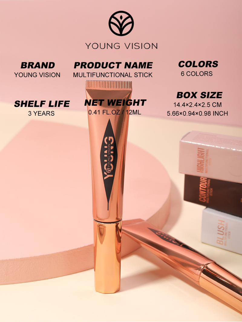 YOUNG VISION Almofada Contorno Blush Iluminador em Bastão Blush Líquido Multicolorido Maquiagem Longa Duração Acabamento Natural Portátil Multifuncional Ferramenta de Beleza_voghion.com