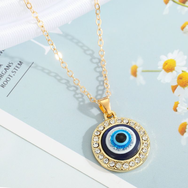Türkische Blaue Auge Anhänger Legierung Diamant Halskette Großhandel Nihaojewelry_voghion.com