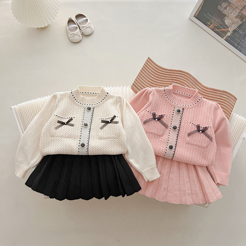 JINYONG Pullover Neue kleine duftende gestrickte zweiteilige Damen Schatz Set Mädchen Rock_voghion.com
