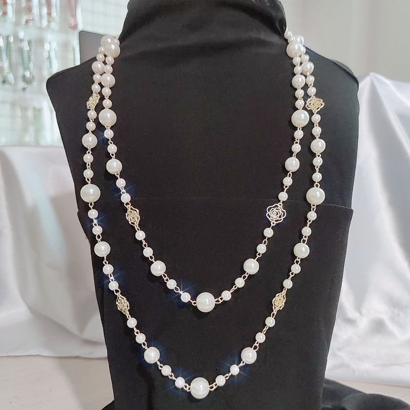 Pearl Necklace For Women 2024 New Light High-en Choker Autumn Winter Long Sweater Chain Elegant An_voghion.com
