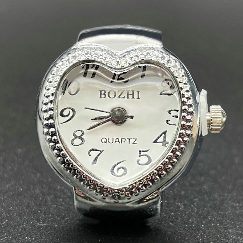 Pronto Stock 2024 Nuovo Creativit Orologio a Forma di Cuore Vintage Punk Elastico Dita Orologi Donne Uomini Hip Hop Anelli di Coppia_voghion.com