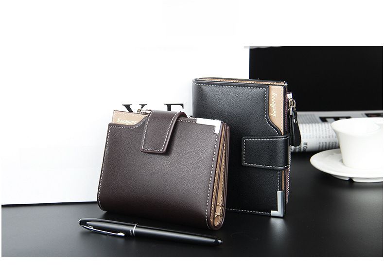 Casual Men's Wallet Multi-functional Wallet Zipper Buckle Three Fold Coin Wallet_voghion.com