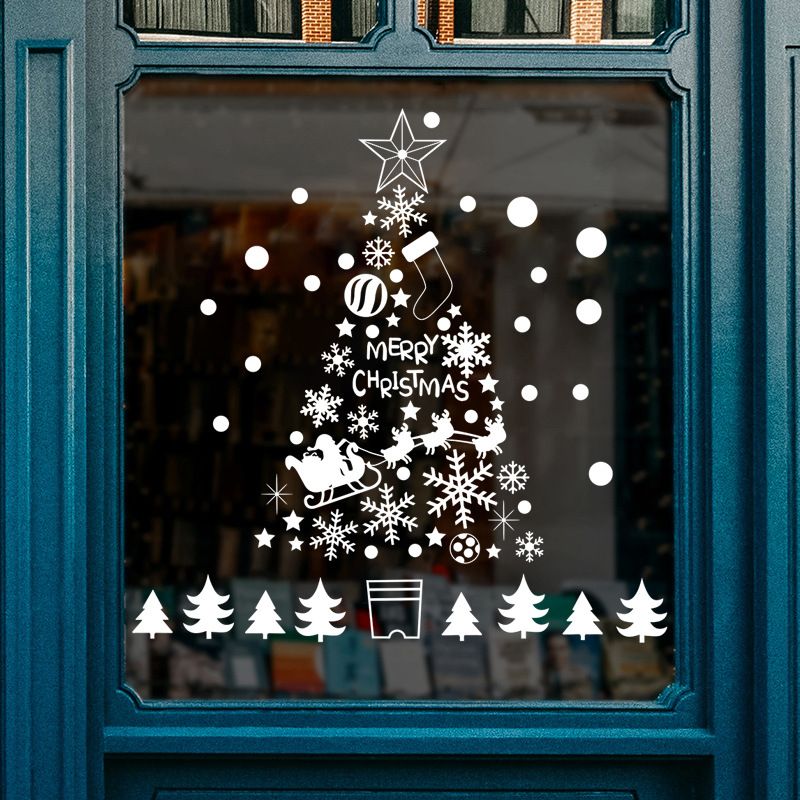 Statisch haftende Weihnachts-Fensteraufkleber – 2er-Set wiederverwendbare Weihnachtsaufkleber (30 x 43 cm) – Schneeflocken, Glocken, Ornamente für Glastüren und Fenster_voghion.com