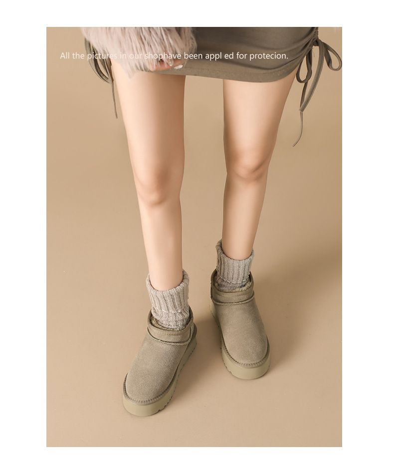 Damenschuhe Schneestiefel Winter Pelz Eins Mit Wolle Verdickung Warm Erhöhen Brot Baumwolle Schuhe_voghion.com
