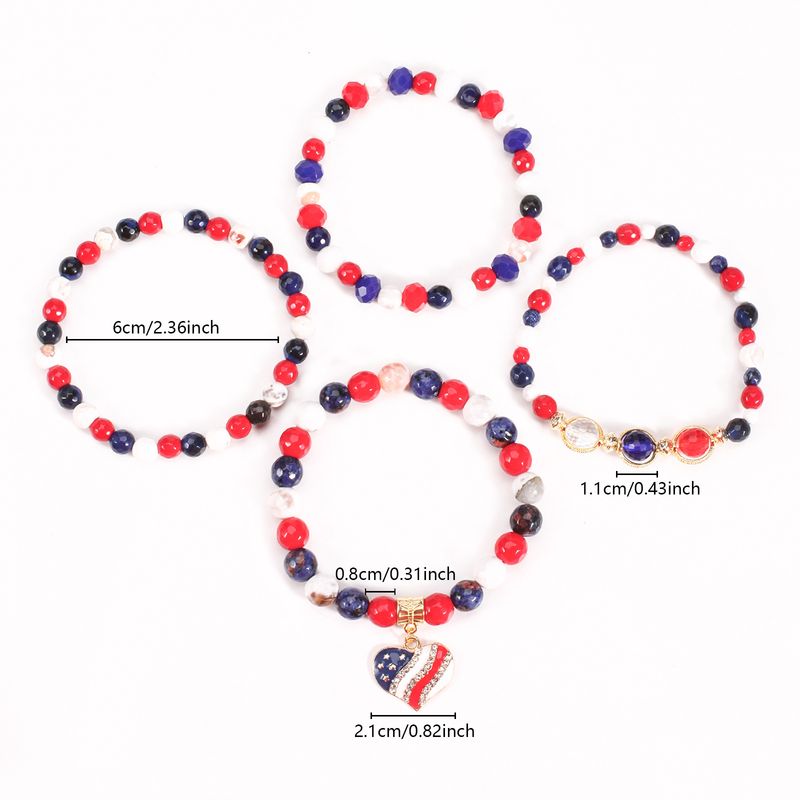 Armband-Set mit Perlen und patriotischer Herzflagge – Natursteinperlen, handgefertigter Unisex-Schmuck für Männer und Frauen, perfekt als Geschenk zum Unabhängigkeitstag_voghion.com