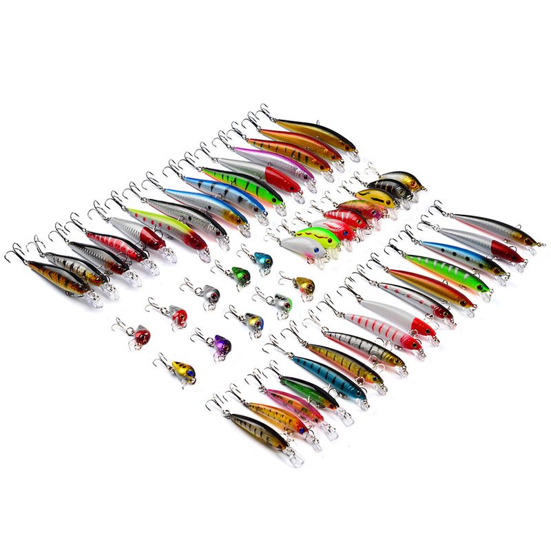 Fishing Lures 48 Lure Baits Set, Free Mixed Soft Bait And Hard Bait, Suitable For Bass DWS480_voghion.com