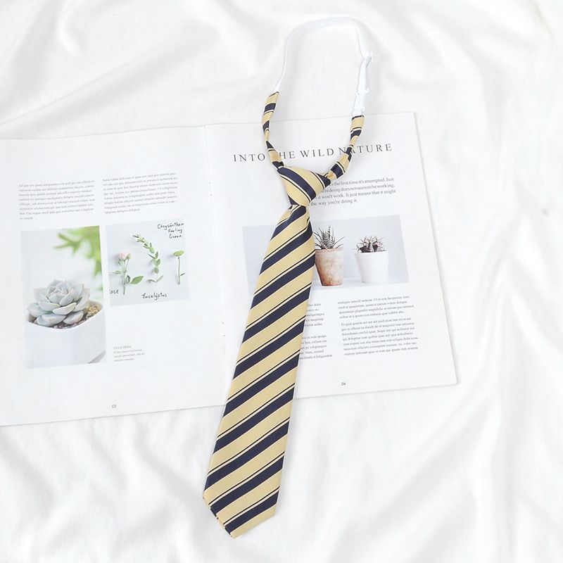 JK Academy Style Lazy No-Tie Burgunderrot Gestreifte Krawatte Damen Akademische Abschlussuniform Kurz Braun Herren_voghion.com