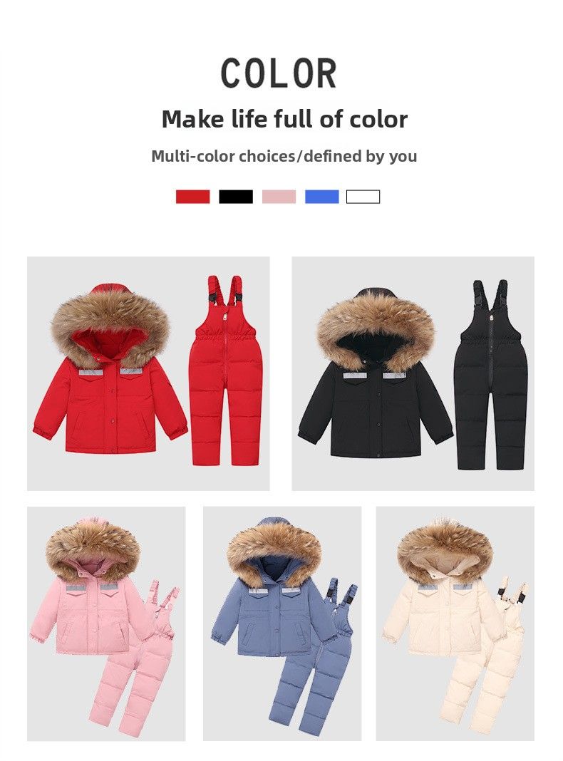 2025 Kinder Daunenjacke Kleinkind Kleinkind 1-5 Jahre alt Jungen und Mädchen neue Winter zweiteilige Set Top + Overalls_voghion.com