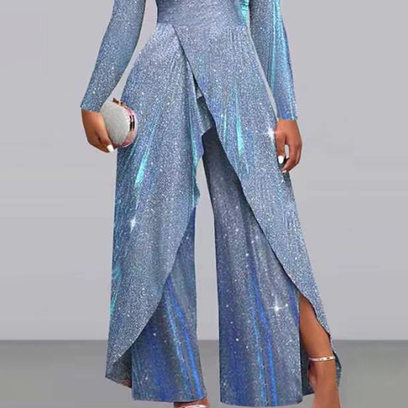 Kadın moda seksi payetli uzun etek eğik yaka orta bel mizaç banliyö tulum_voghion.com