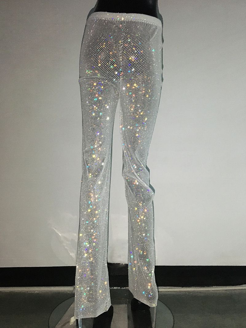Maglietta da pesca con strass, a maniche lunghe, girocollo, leggera e di lusso, da donna, con look scintillante, alla moda e di tendenza._voghion.com
