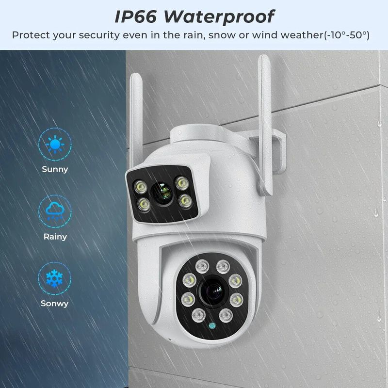 4K 8MP PTZ WIFI Lens Dual Screen 4X Digitale Zoom IP Camera 4MP HD Auto Tracking Outdoor CCTV Surveillance iCSee App_voghion.com