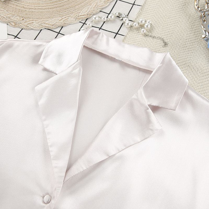 Abbigliamento donna camicia da notte pantaloni larghi e comodi seta casual signore casa vestiti abito francese_voghion.com