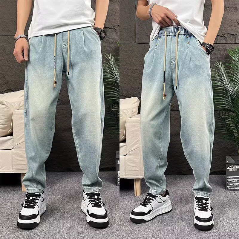 Pantaloni harem da jogging larghi con coulisse, in stile americano, da uomo, versione coreana, colore scuro e chiaro, 2025_voghion.com