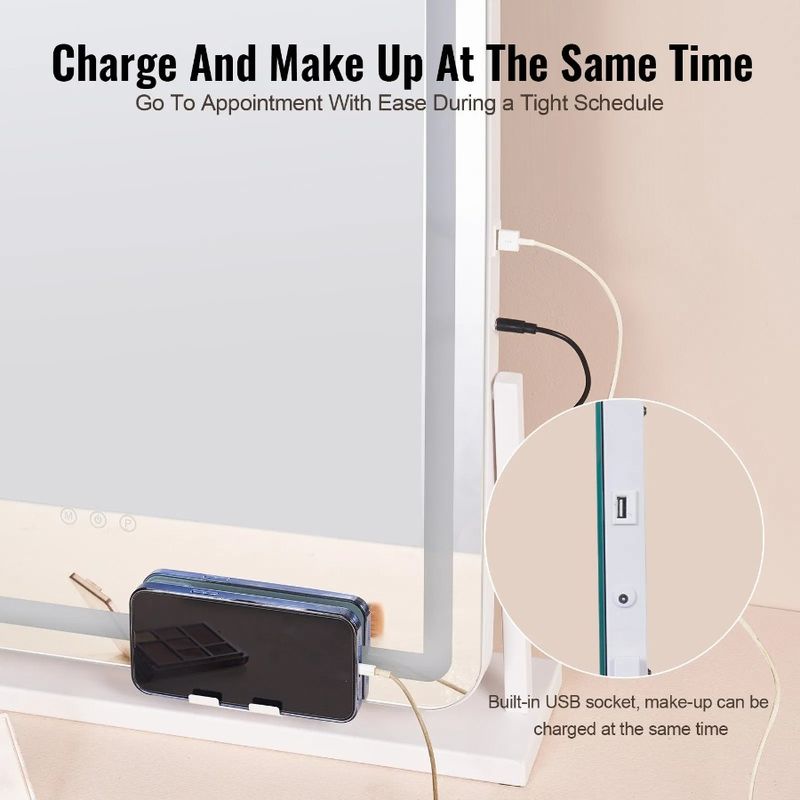 Port Color Lighted Vanity In USB Mirror Makeup W Magnification21.7x17.7 3_voghion.com