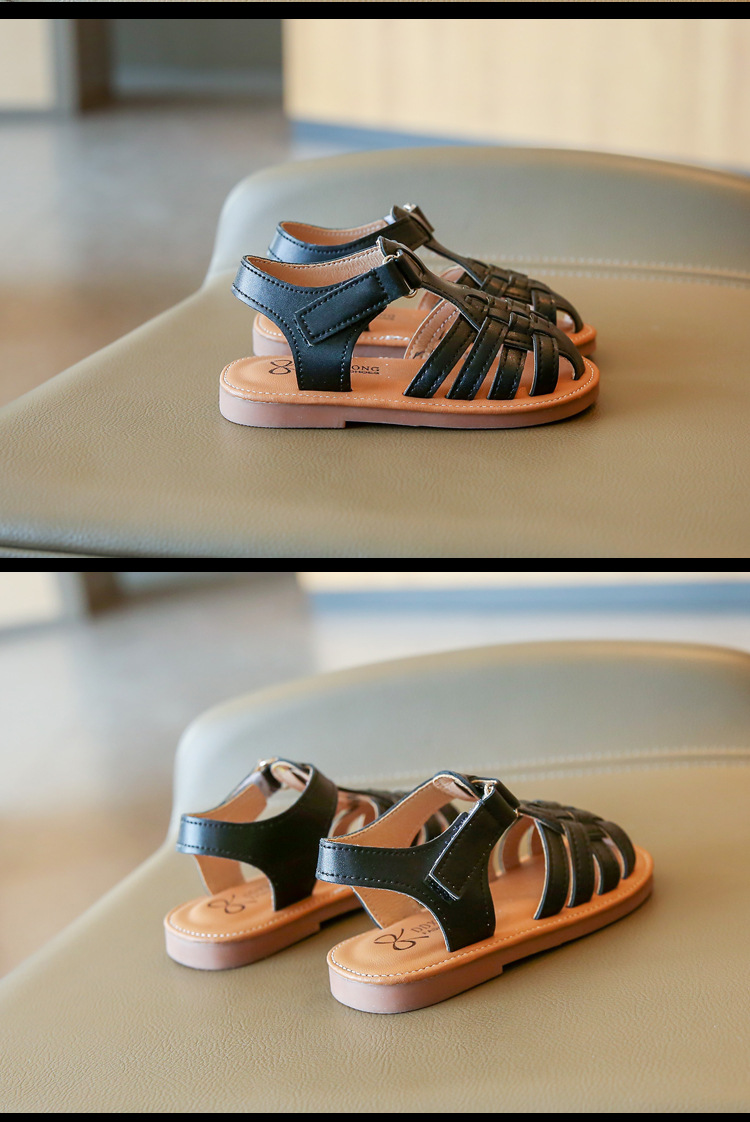 Sandales tricotées pour filles, chaussures de plage respirantes à semelle souple, nouvelle collection été 2024_voghion.com
