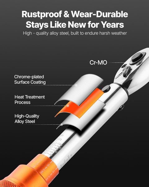 Click Torque Wrench Set 1/4Inch Drive 20-240 Lbf-in/2.3-27.1N.m Orange 72-Tooth_voghion.com