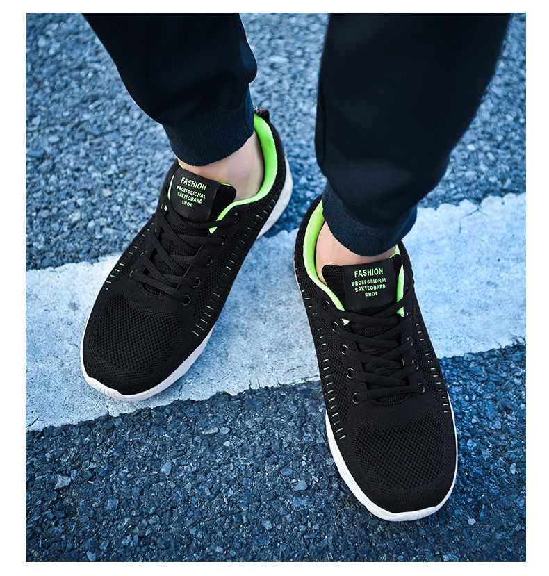 Scarpe da ginnastica da uomo alla moda in maglia con lacci, scarpe da ginnastica da passeggio per corsa atletica all'aperto_voghion.com