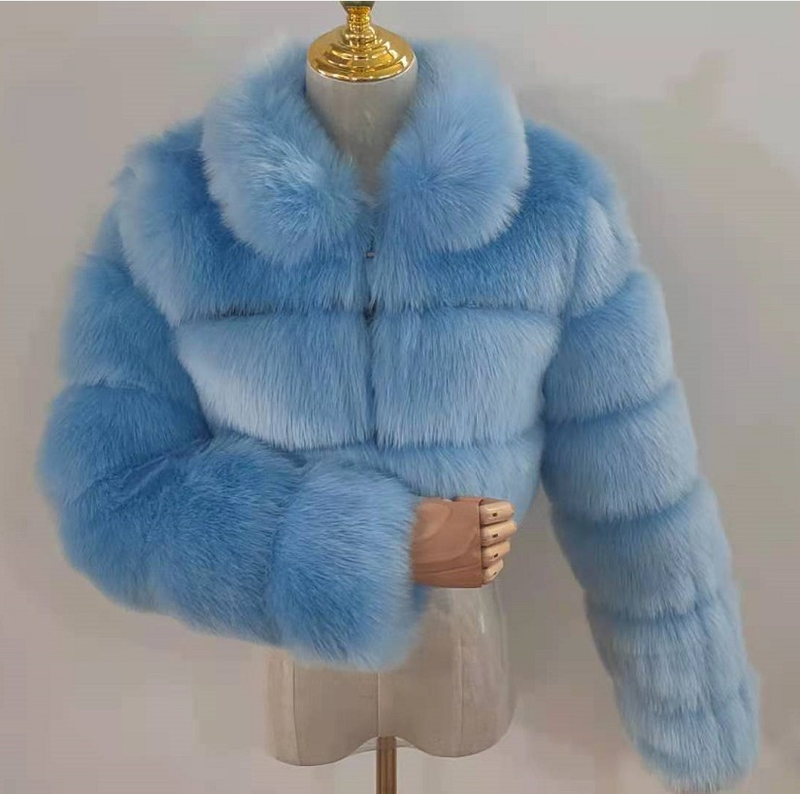 Cappotto in finta pelliccia da donna con pelliccia corta a maniche lunghe_voghion.com