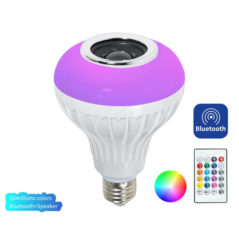 Hitech Kablosuz Bluetooth uyumlu E27 LED Ampul Müzik Çalma Lambası Uzaktan Kumandalı_voghion.com