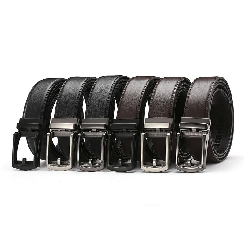 2024 New Fashion Versatile Leather Belt Men's Automatic Buckle Belt Cowhide Belt False Needle Buckle Belt_voghion.com