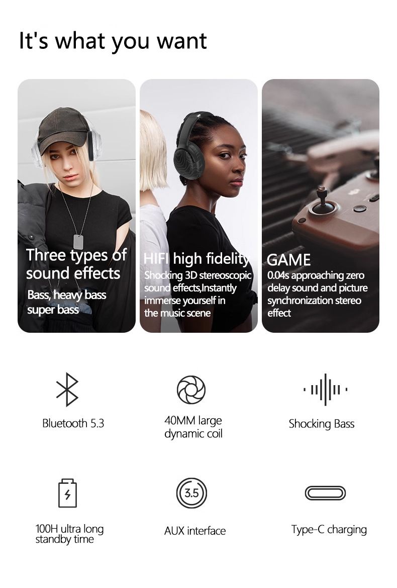 Wireless Bluetooth Headphones Over Ear With Noise Cancelling, Hi-Fi Stereo Sound, FM Radio, Lightweight Comfort For Music & Calls_voghion.com