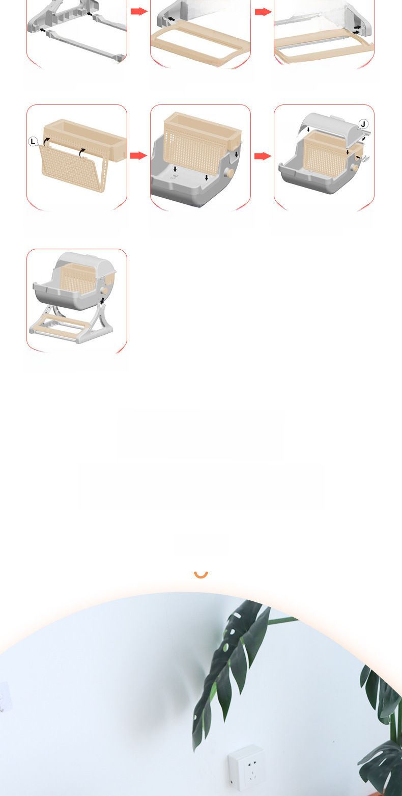 Leyoupai Cat Toilet Factory Direct Oversized Semi-automatic Cat Toilet Pet Toilet Semi-closed Litter Box_voghion.com