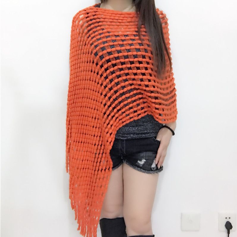 Summer shawl spring women's scarf, knitted pullover, cape cape, tassel sweater jacket, white outfit, 2022_voghion.com