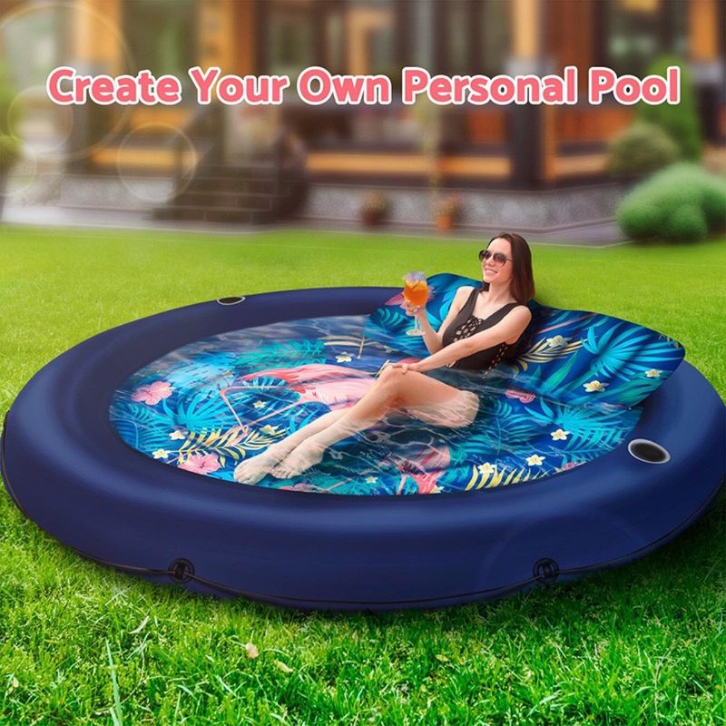 Piscina inflable doble, tumbona redonda, cama flotante, piscina de agua para parejas, cama de agua con respaldo, fila flotante_voghion.com