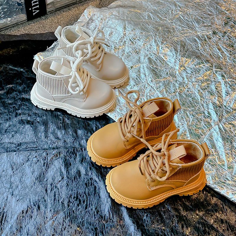 Mädchen Martin 2025 Neue Frühlings- und Herbstjungen Fly Knit Single British Style Kinder rutschfeste kurze Stiefel mit weicher Sohle_voghion.com