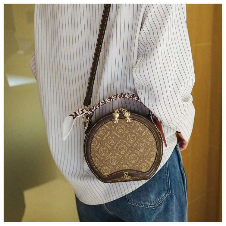 Borsa per torta rotonda Borsa a tracolla diagonale da donna piccola borsa rotonda Borsa moda autunno e inverno_voghion.com