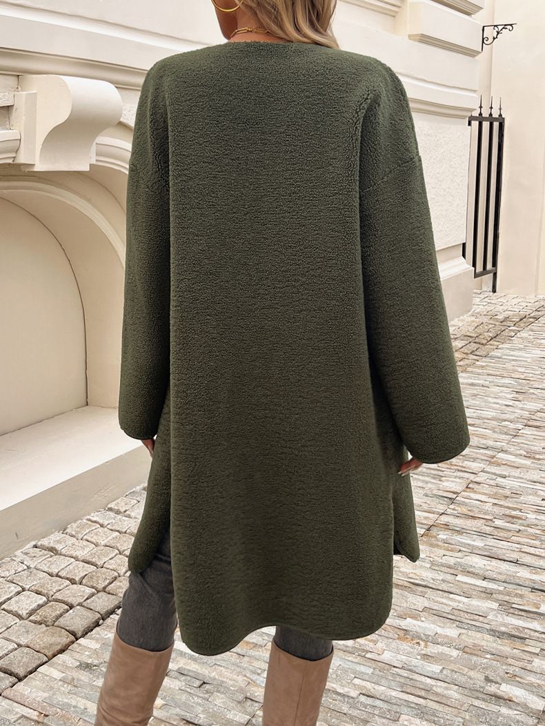 Abbigliamento donna 2024 autunno e inverno casual cardigan bottone tasca giacca a vento_voghion.com