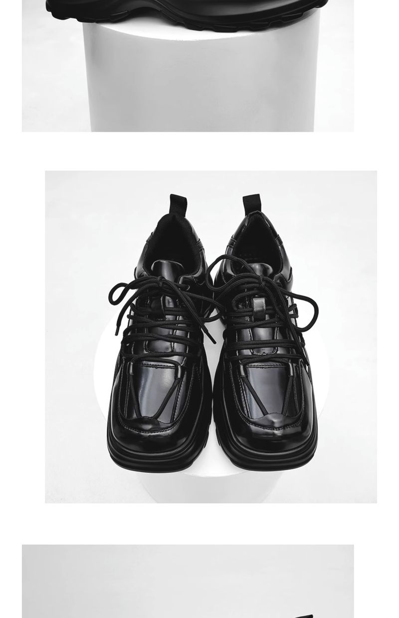 Scarpe in pelle con lacci e punta quadrata in stile giapponese di Niche High Street Black Warrior_voghion.com