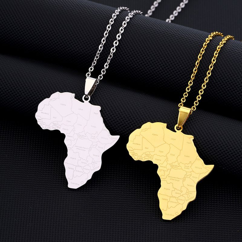 Collana con ciondolo con nome del paese in stile etnico africano, in acciaio al titanio lucidato, Nigeria, Ghana e Somalia_voghion.com