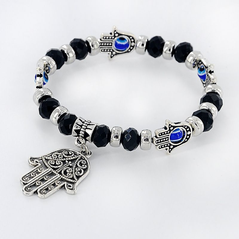 Ornament Fatima Palm Devil's Eye Beaded Bracelet Trendy Versatile Bangle Hot Sale_voghion.com