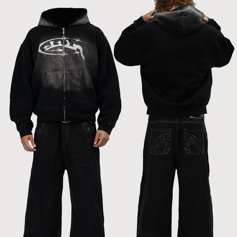 Y2K Anime Print Hoodie - Übergroßes Streetwear-Sweatshirt, Retro-Grafikpullover mit Tasche, Unisex-Freizeitmode_voghion.com